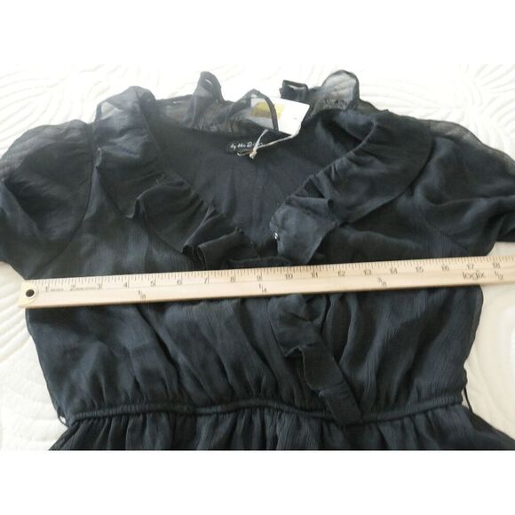 NWT By the River Women's Black Asymmetrical Tiered Surplice A-Line Dress S - Picture 7 of 10